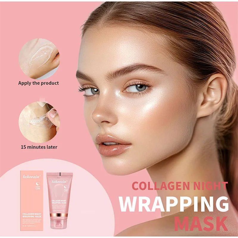 100g Pink Collagen Jelly Cream Peel-off Collagen Night Cream Mask Gentle Essence Shrinks Pores Moisturizes Brighten Serum Gel