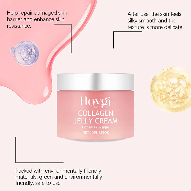 100g Pink Collagen Jelly Cream Peel-off Collagen Night Cream Mask Gentle Essence Shrinks Pores Moisturizes Brighten Serum Gel