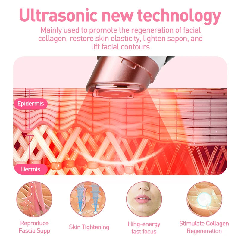 New mini HIFU ultrasonic machine EMS micro current facial beauty instrument firming skin care anti-wrinkle tool